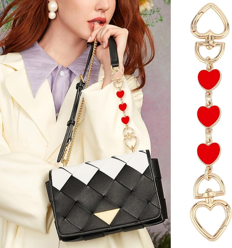 Tmtains 2Pcs Purse Extender Chain Gold Bag Extender Chain Hearts Purse Strap Extender Red Purse Strap Replacement Purse Accessories Bag Charms for Handbags Cross Body Bag DIY Purse Making Supplies - Image 2